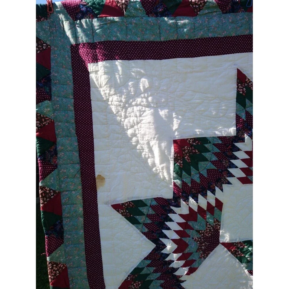 VTG Quilt Hand Stitched Handmade Bedspread 77" X 75" Full Queen - Picture 4 of 10
